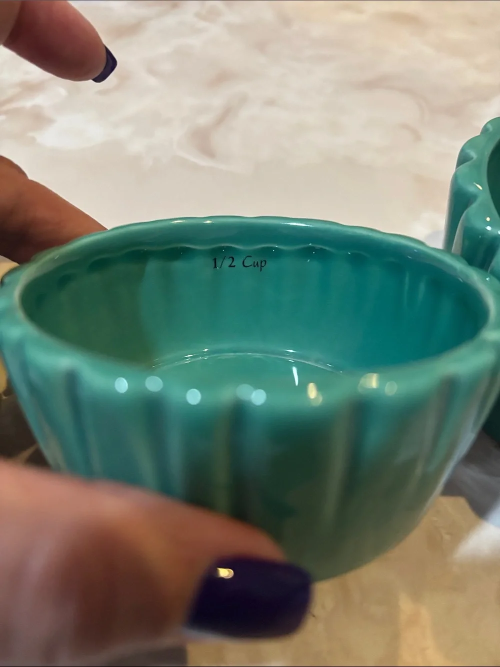 Measuring cup Pink Frosted Cupcake with Red & Teal Candy Accents